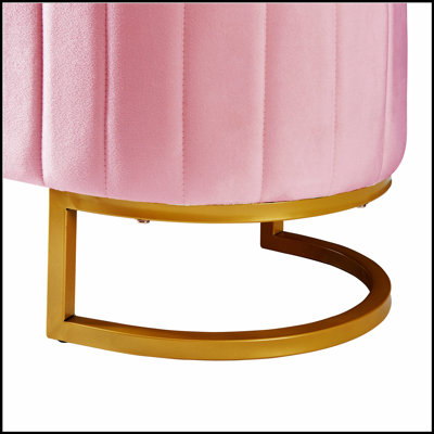 Élégant repose-pieds de rangement rembourré en velours avec capitonnage à boutons, pieds de rangement en métal pour la chambre à coucher