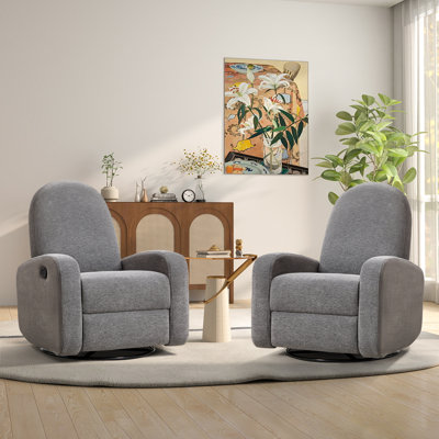 32.7" Wide Modern And Soft Manual Swivel And Glider Standard Recliner (Set Of 2)