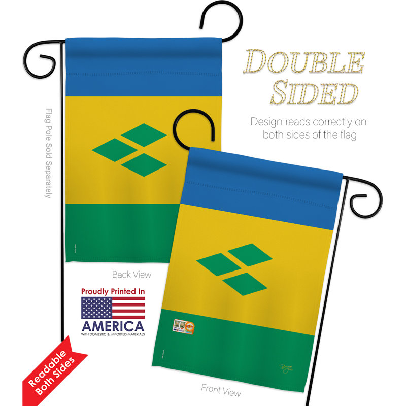 Polyester de 2 côtés 18,5 x 13 po saint vincent et les grenadines ensemble de drapeau