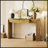 Natural Wood Grain Entryway Table With Fluted Legs, Oval Top And 2 Drawers For Stylish Storage And Display-1291661310