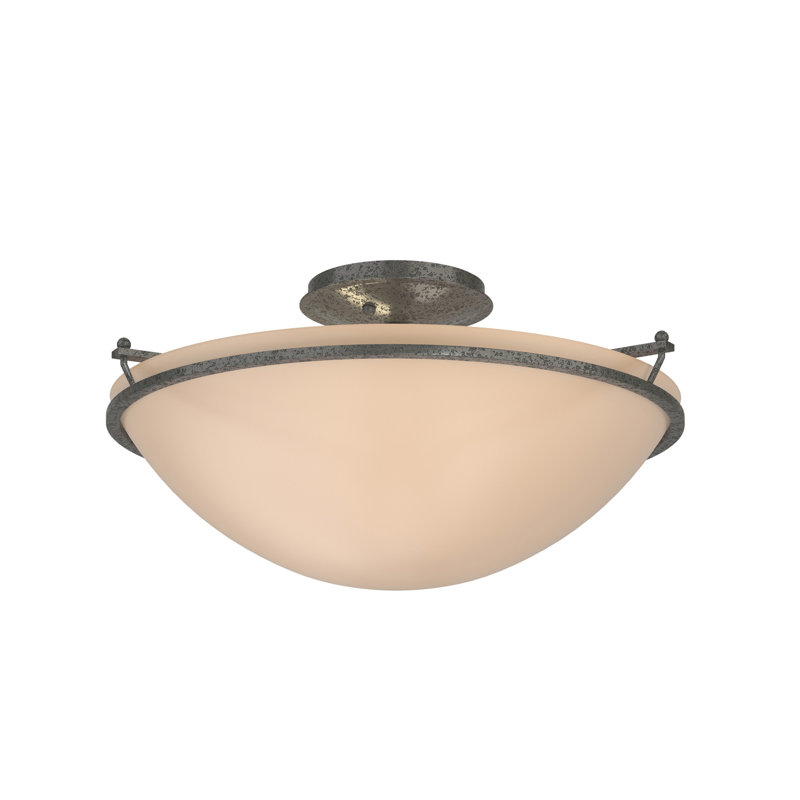 Plafonnier semi-encastré Simple Lines, Fer naturel, Sable, H 7,1 po x l 14,5 po x P 14,5 po