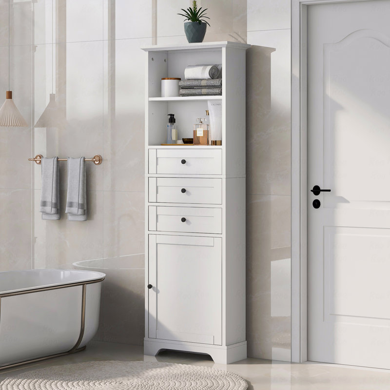 Versatile Tall Storage Cabinet with Multiple Compartments for Various Rooms, White, 68.3" H x 22" W x 10" D