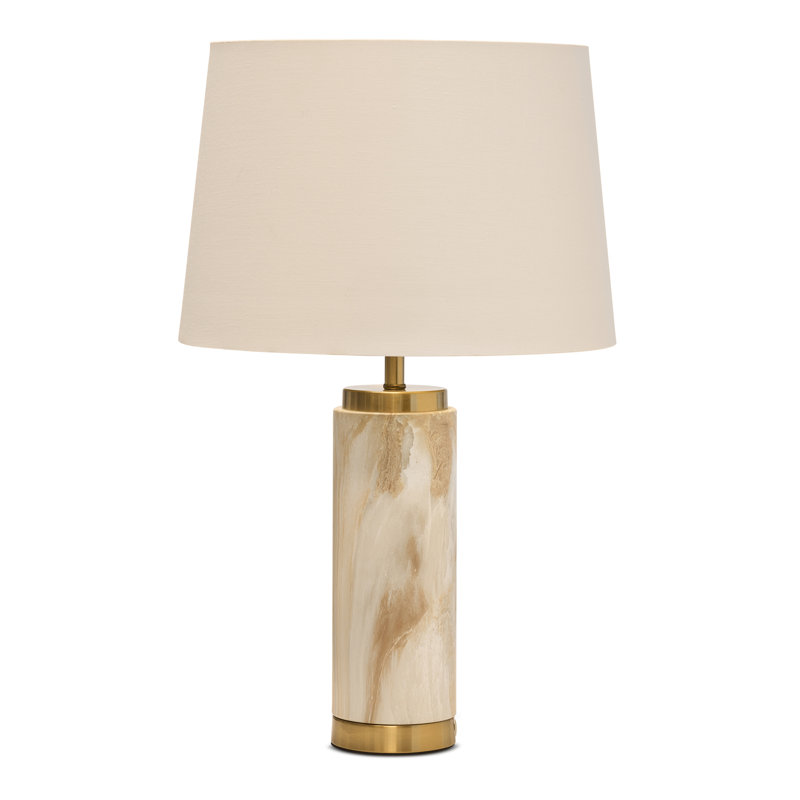 Alisander MARBLE EFFECT 56cm Table Lamp, Gold, Cream/Ivory