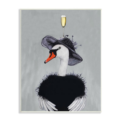 " Fashionable Swan Champagne Glass Wearing Hat Dress " by Coco De Paris