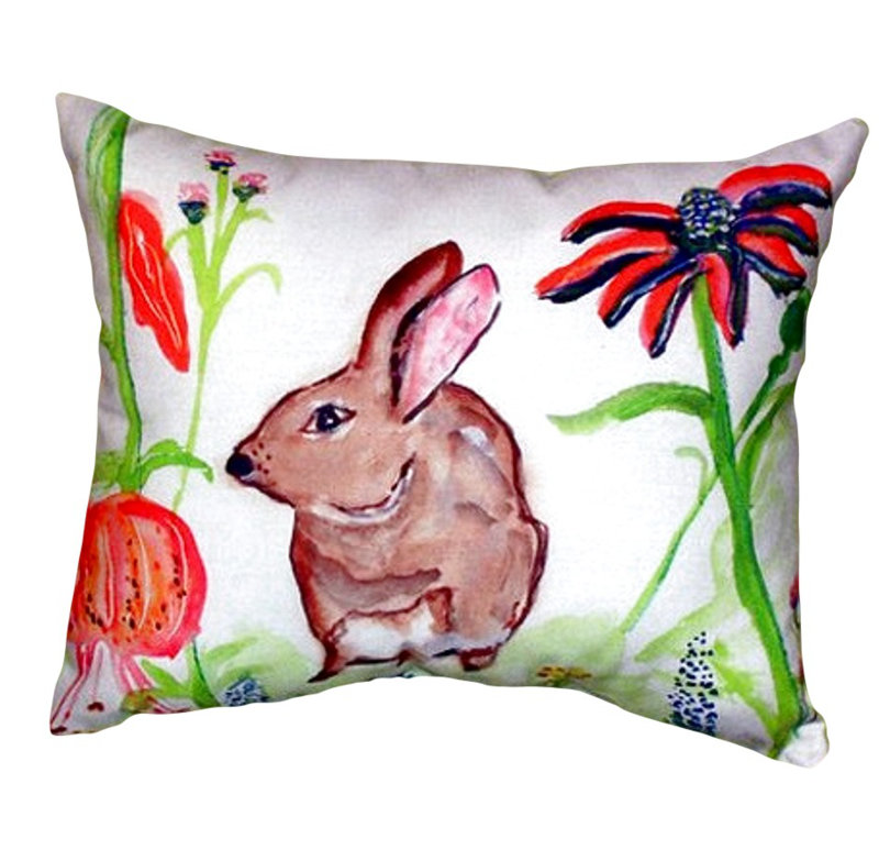 Rabbit Outdoor Reversible Throw Pillow
