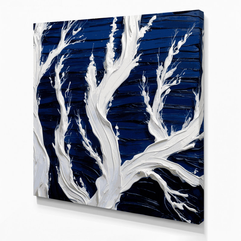 Impression sur toile horizontale cyprès rayé blanc et bleu, H 12 po x l 12 po