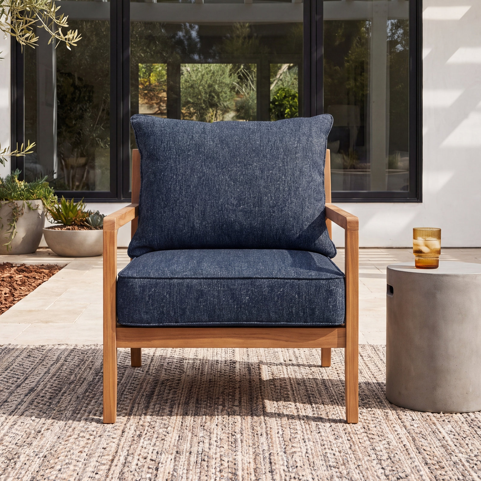25" Sunbrella® Seat and Back Cushion, Improve Indigo Sunbrella®