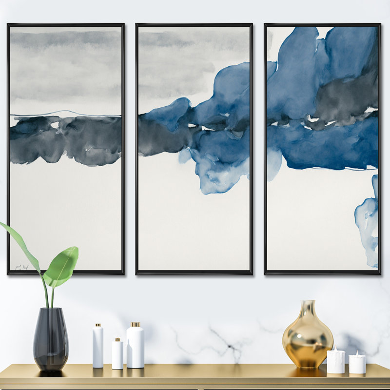 À travers les nuages bleus saphir III À travers les nuages bleus saphir III - 3 pièces, reproduction sur toile