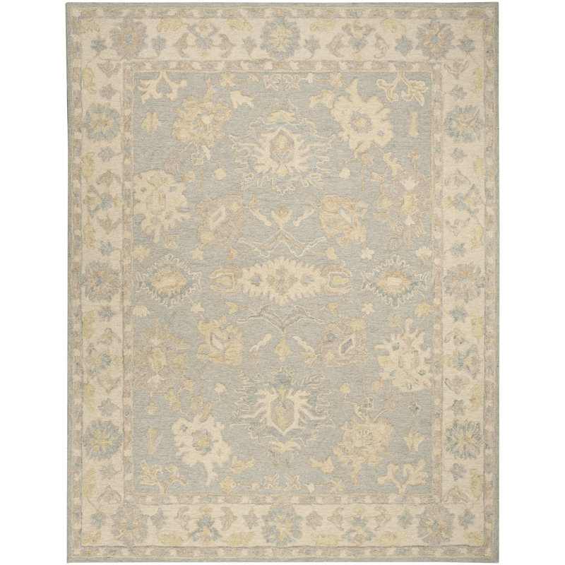 Tapis d'intérieur bleu ivoire Franck, Rectangle 5 pi 9 po x 8 pi 9 po