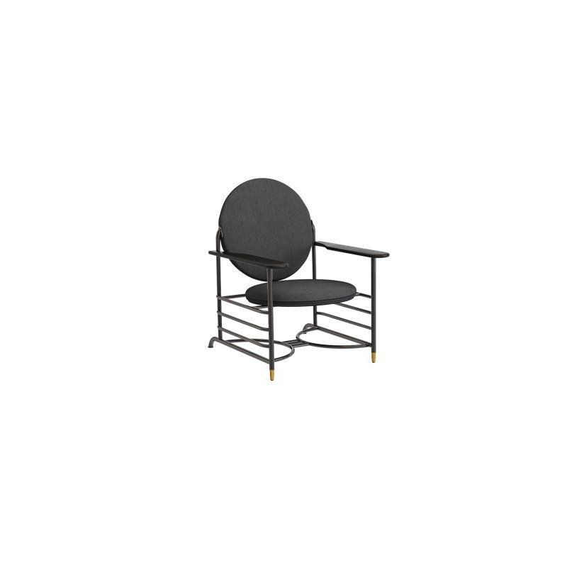 Frank Lloyd Wright Racine Lounge Chair, Ink 100% Polyester, Obsidian