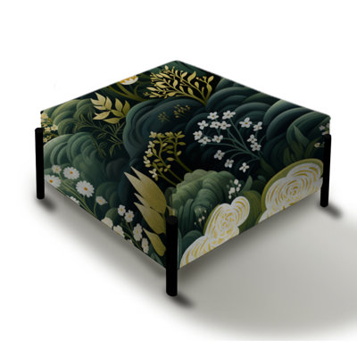 Green Forest Botanical Pattern - Botanical Large Square Ottoman