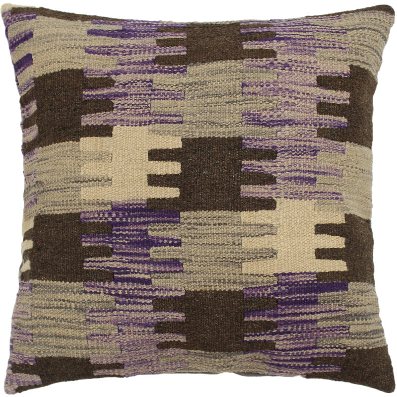 Coussin en laine Sam, Beige / noir géométrique 2