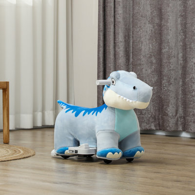 6V Kids Electric Ride On Animal, Battery Powered Tyrannosaurus Ride On Toy, With Music Forward, PU Wheels, Foot Pedal, For Girls Boys Aged 18-36 Months, Blue