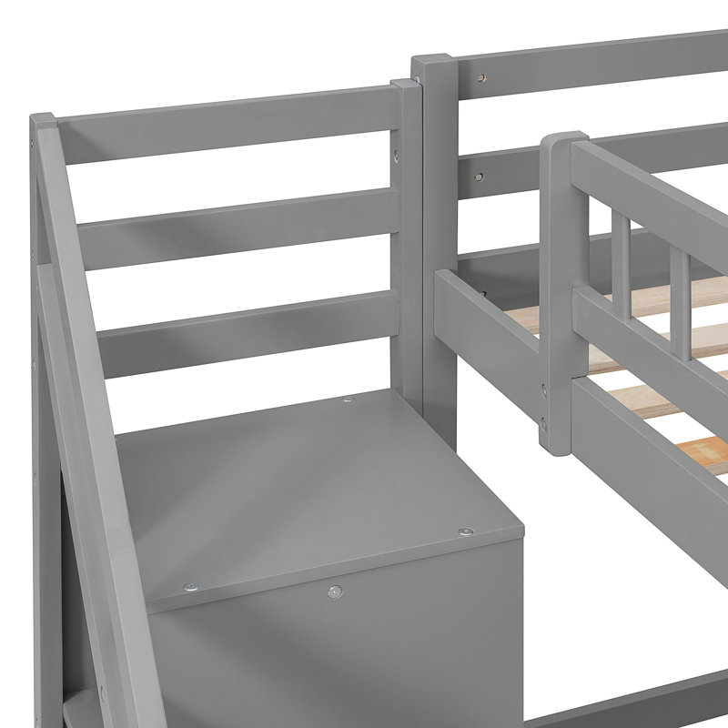 Lit mezzanine avec deux commodes, Lit simple, Gris