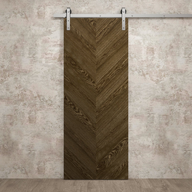 Porte de grange moderne | Ego 5005 | Ensemble de quincaillerie lourde Silver Rail Track | Portes intérieures solides