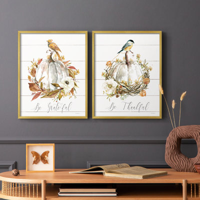Be Be Grateful Bird - reproduction encadrée de qualité supérieure - prête à être accrochée - aucun clou requis - aucun clou requis