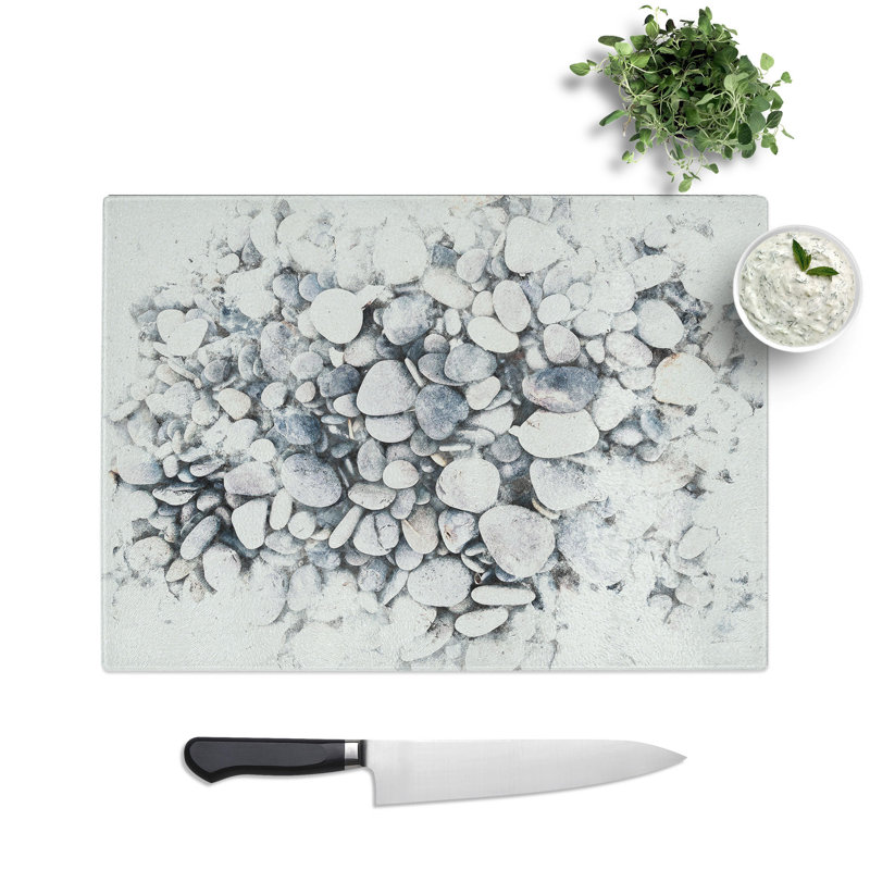 Tempered Glass Pebbles Chopping Board, 20 cm x 28.5 cm