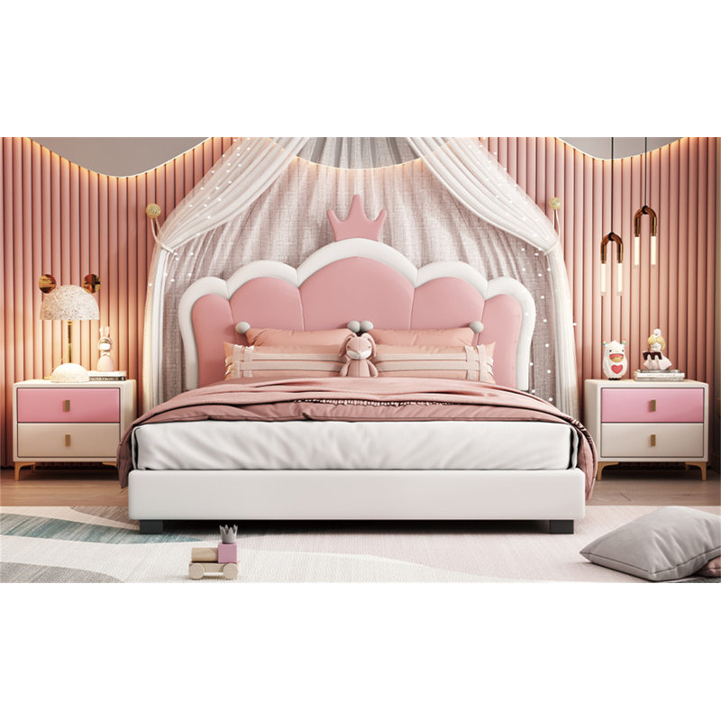 Lit plateforme tapissier Mariedore, Double, White