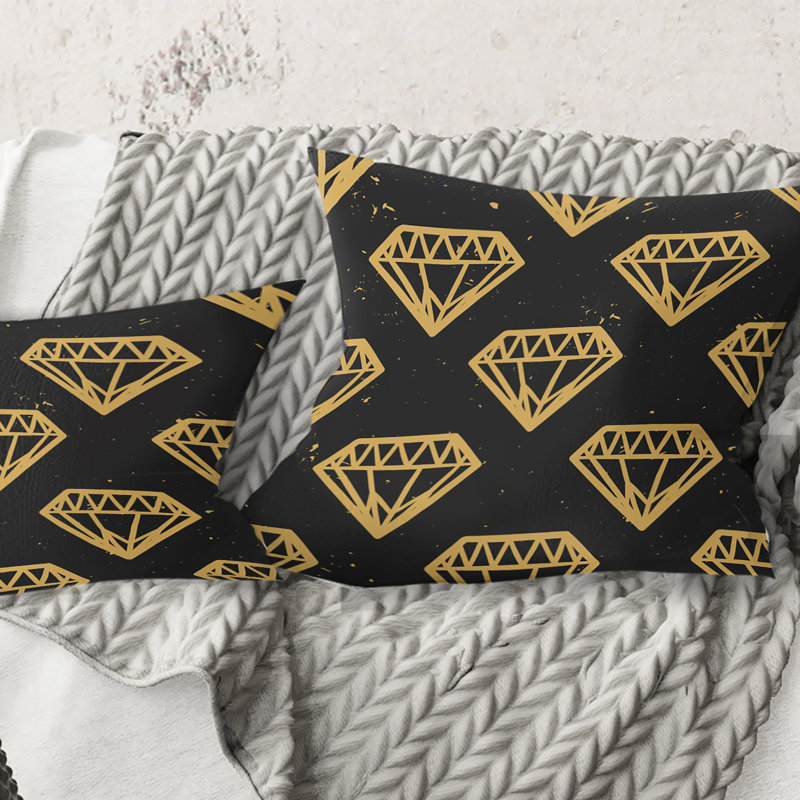 Coussin Vintage Vintage Golden Diamonds - Mid-Century, 18 po x 18 po