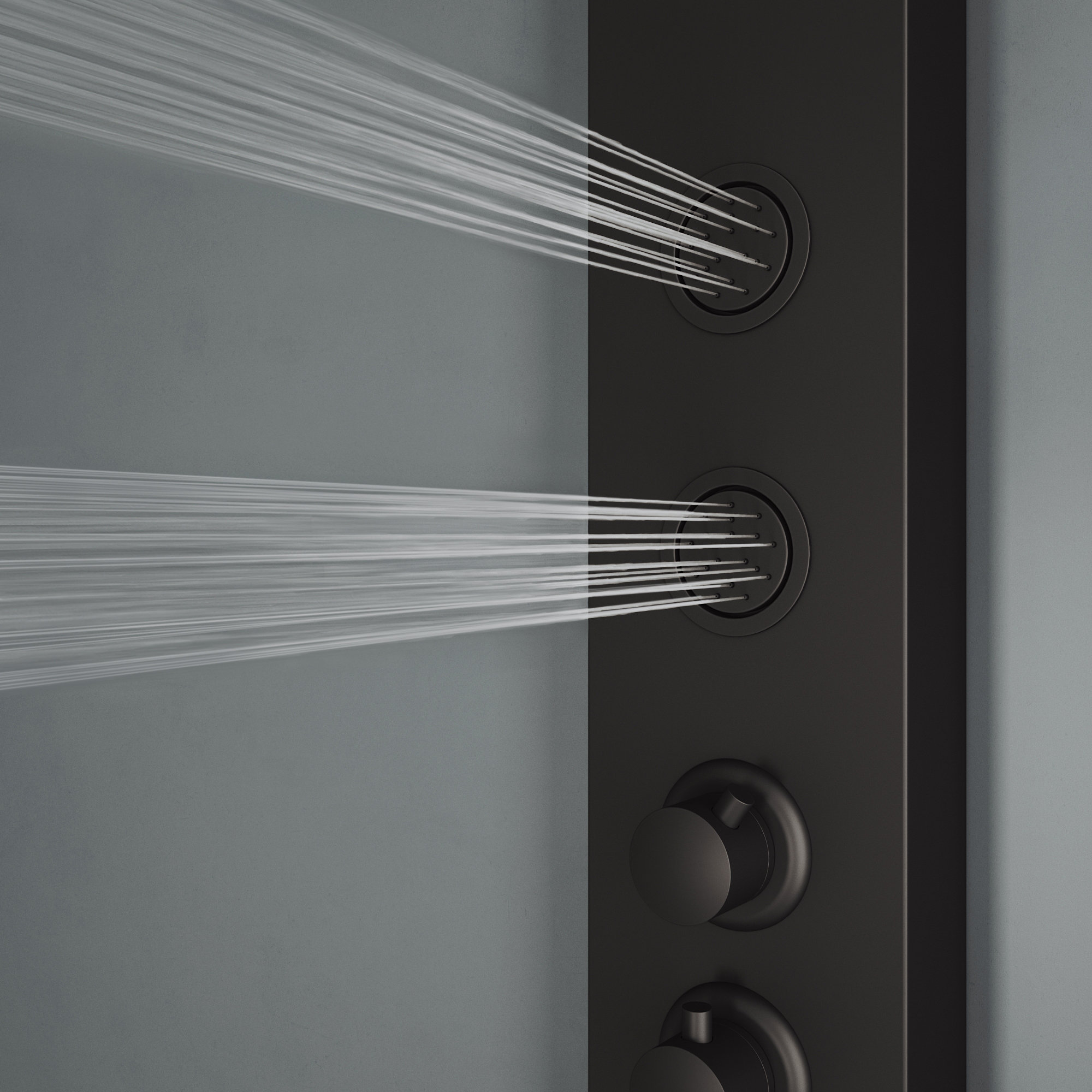 Ellington 59" H X 6" W EZDivert™ 4-Jet Shower System with Hand Shower Wand & Adjustable Shower Head, Matte Black