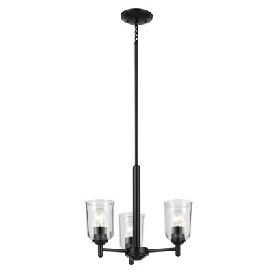 Mini-lustre 3 lumières 15,25 "avec verre transparent
