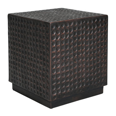 Outdoor Side Table, Patio End Table Cube, MGO Fluted Coffee Table for Outside, Garden, Backyard, Poolside Accent Table