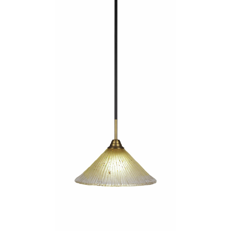 Luminaire suspendu en verre Averyon Paramount, Ambre, H 9,75 po x l 12 po x P 12 po, Noir mat / laiton