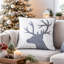 Housse de coussin Holiday Holiday, velours renne blanc et gris, carré de 20 pouces