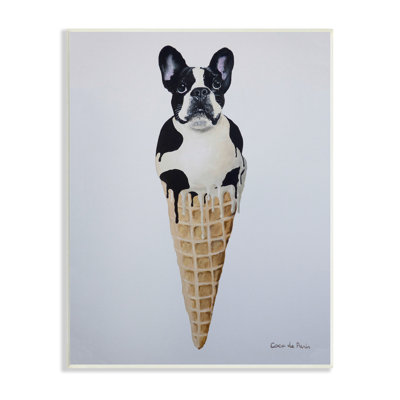 «Boston Terrier Dog Ice Cream Cone Dessert» par Coco de Paris - Peinture