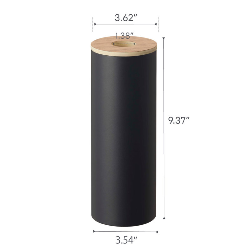 Modern White Steel and Wood Round Tissue Case