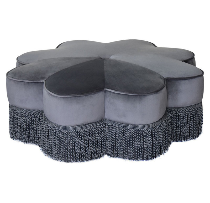 Velvet Ottoman, Dark Grey Velvet