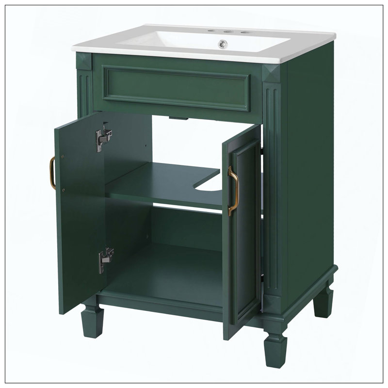 Ensemble de meuble-lavabo moderne avec 2 portes à fermeture douce, Vert