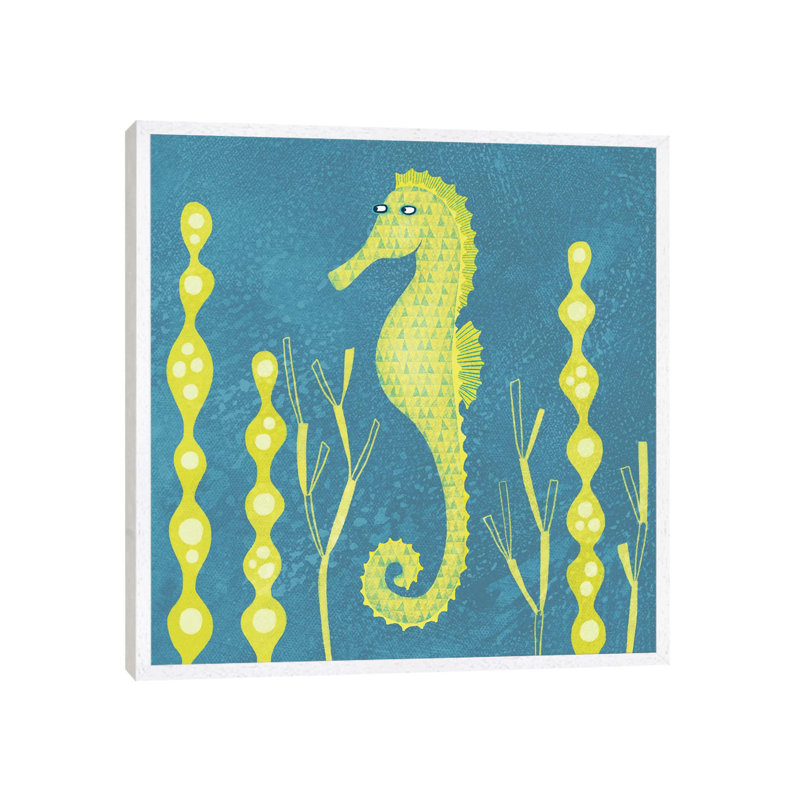 Seahorse by Nic Squirrell - Print on Canvas, White Framed, 66.04 cm H x 66.04 cm W