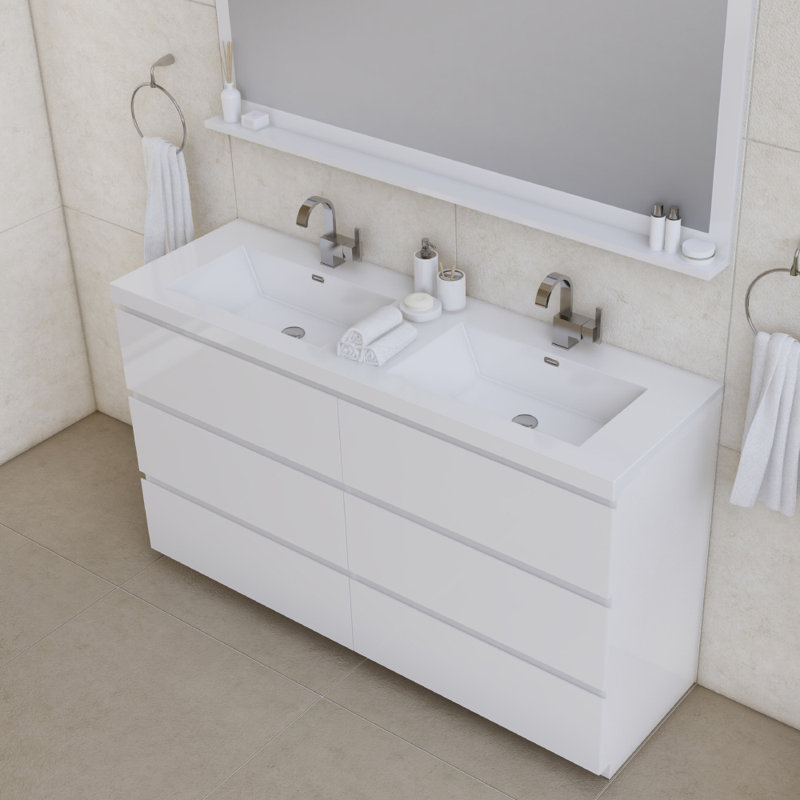 Ensemble de meuble-lavabo double 60 po Arjina, Gris