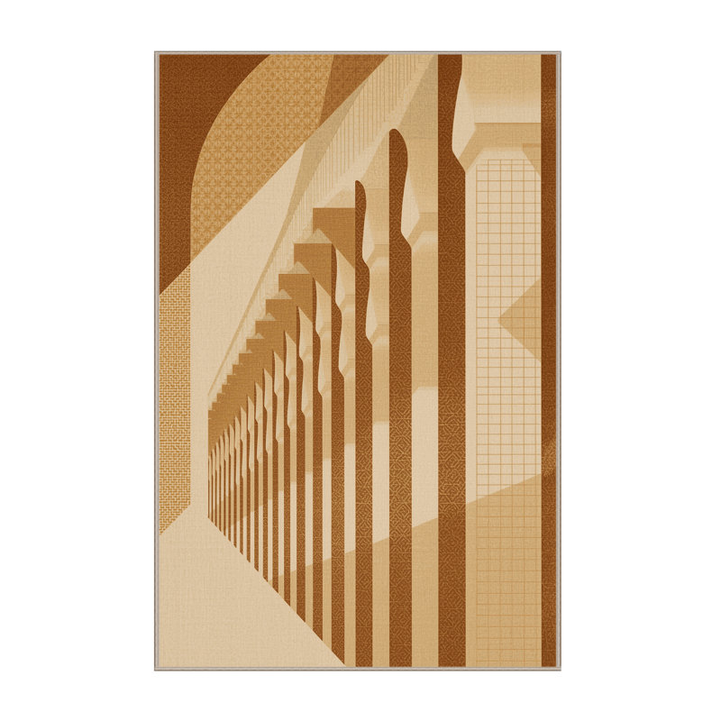 Machine Washable Pelico Casablanca Hassan Mosque Global Inspired Moroccan Rug in Brown – Beige Binding, 3x5