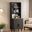 Armoire de rangement Farmhouse avec 4 pieds en forme de gourde, 1 tiroir, 1 armoire et des tablettes ouvertes-499537348