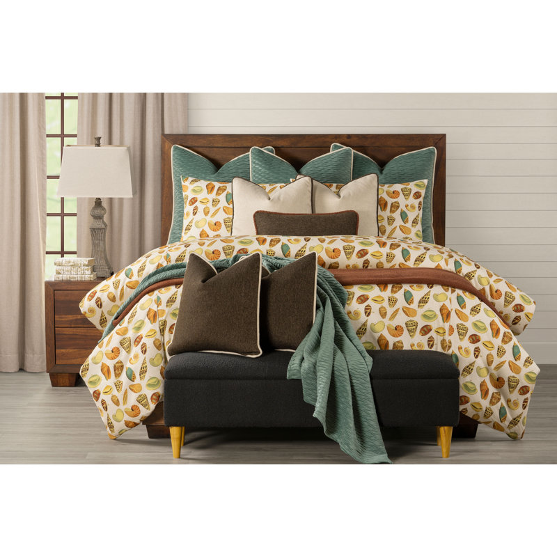 Seashell Print Duvet Cover & Insert Set, California King Duvet Cover + 2 Shams + 3 Pillows