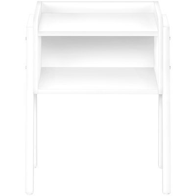 2 White Metal Accent Table With Raised Edges For Stability Contemporary Side In Adjustable Feet And Storage Feature