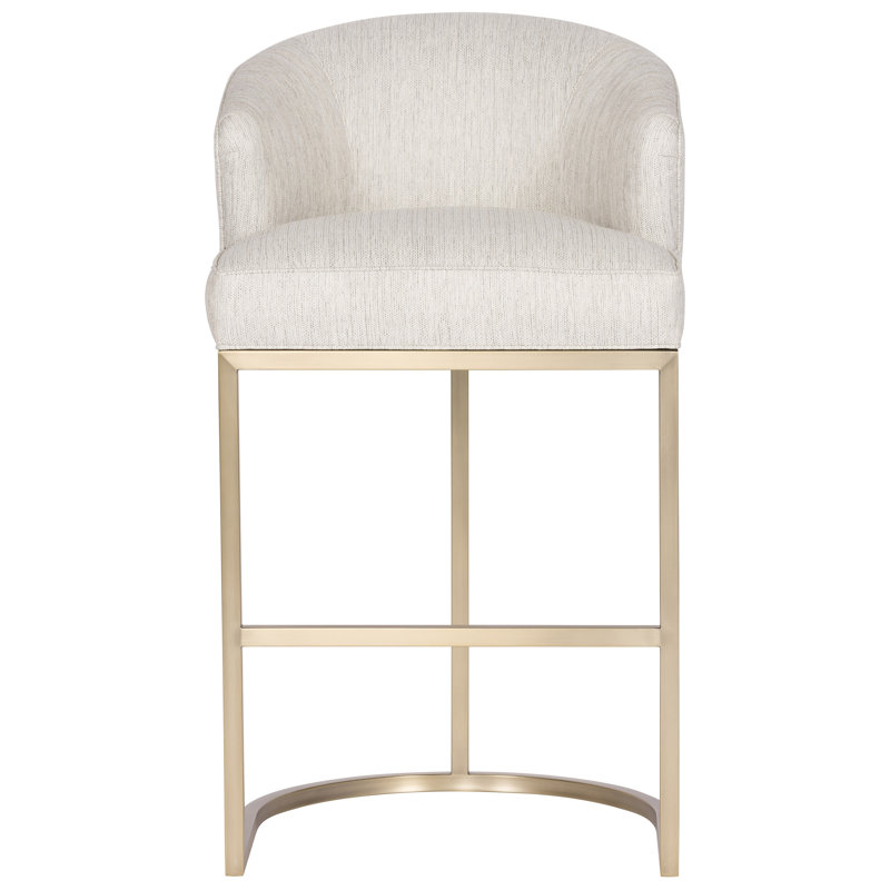 Make It Yours Satin Brass Barrel Base Barstool, Bar Stool (33" Seat Height), Satin Brass