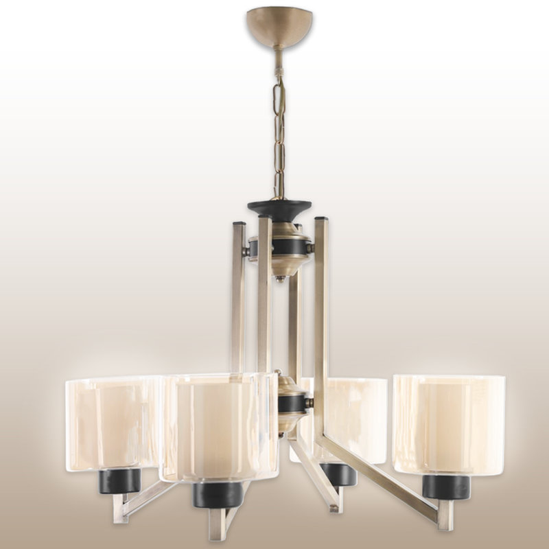 Adjsutable Height Metal Body 4 Lights Cylinder Shaded Chandelier