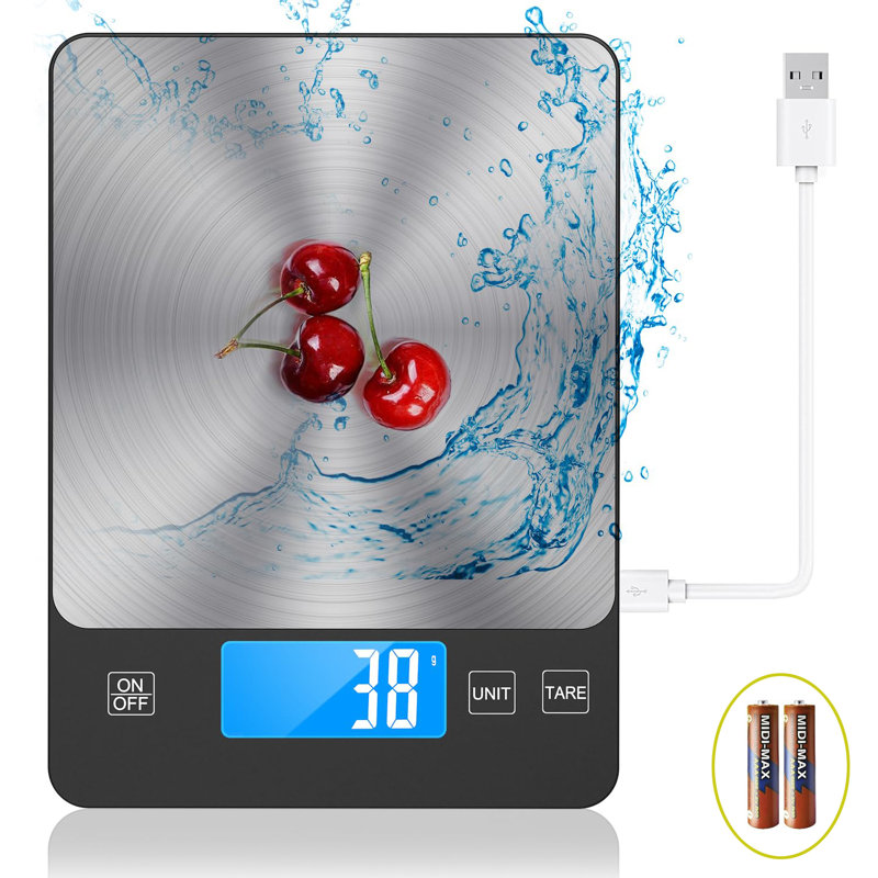Balance de cuisine numérique 33 lb, balance alimentaire, mesure précisément les grammes et les onces pour la cuisson et la cuisson, la préparation des repas, le verre trempé, la balance à café