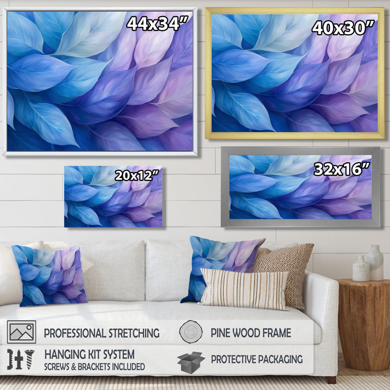 «Floating Leaves In Mauve Ink River IV», art mural grandes feuilles, Impression encadrée flottante, H 24 po x l 32 po, Doré