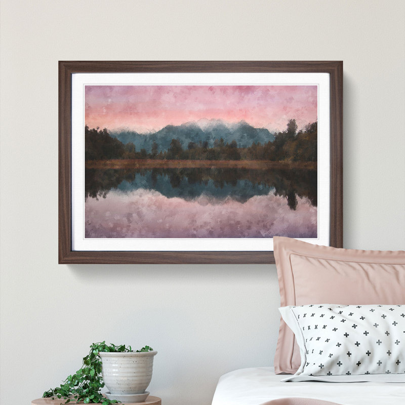 Reflection of the Mountains - Framed Print, 24cm H x 33cm W x 2cm D, Walnut Framed