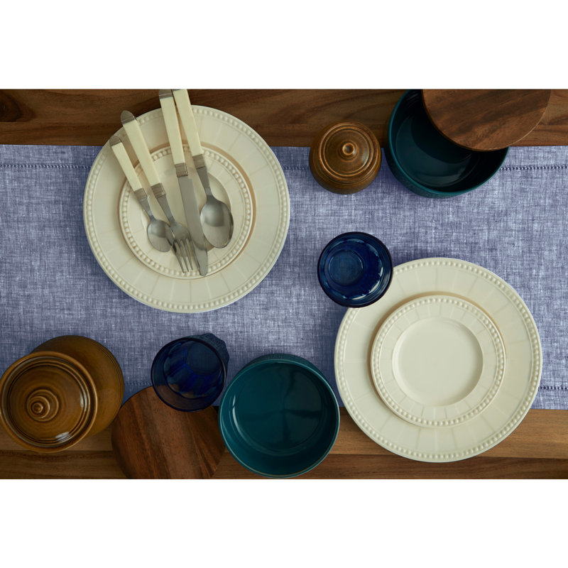 Milan - 100% Pure Linen Table Runner, Chambray Indigo, 60" x 14"