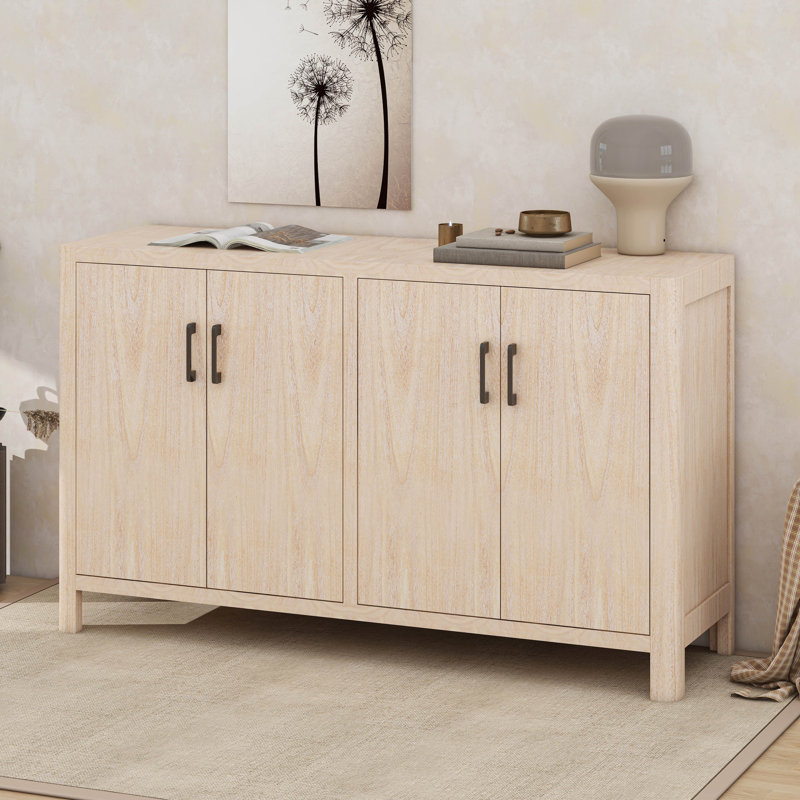 Farmhouse Style 4-Door Cabinet, Natural