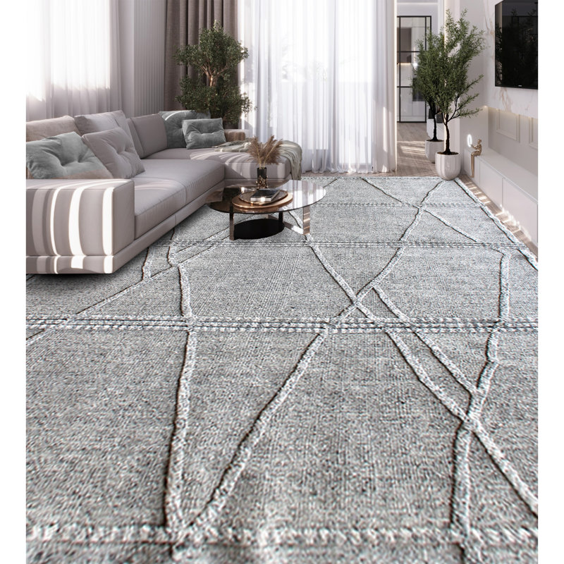 Moroccan Geometric Area Rug in Gray, Rectangle 9' x 12'