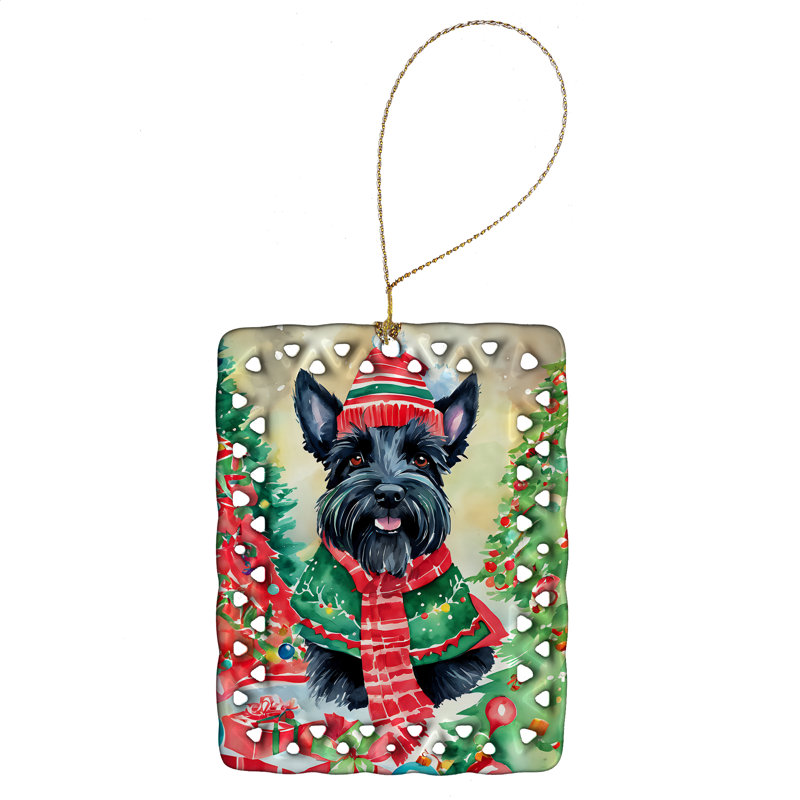 Ornement en porcelaine de Noël Scottish Terrier, Scottish Terrier 3634