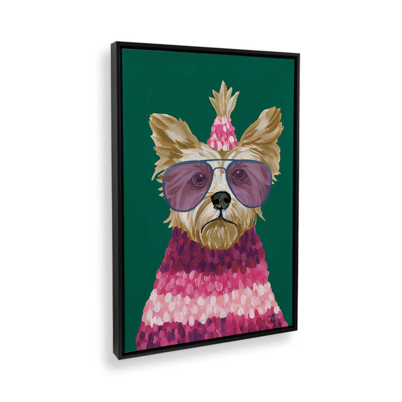«Terrific Terrier» par Yvette St. Amant, reproduction d'art, Noir, H 16 po x l 12 po, Cadre flottant