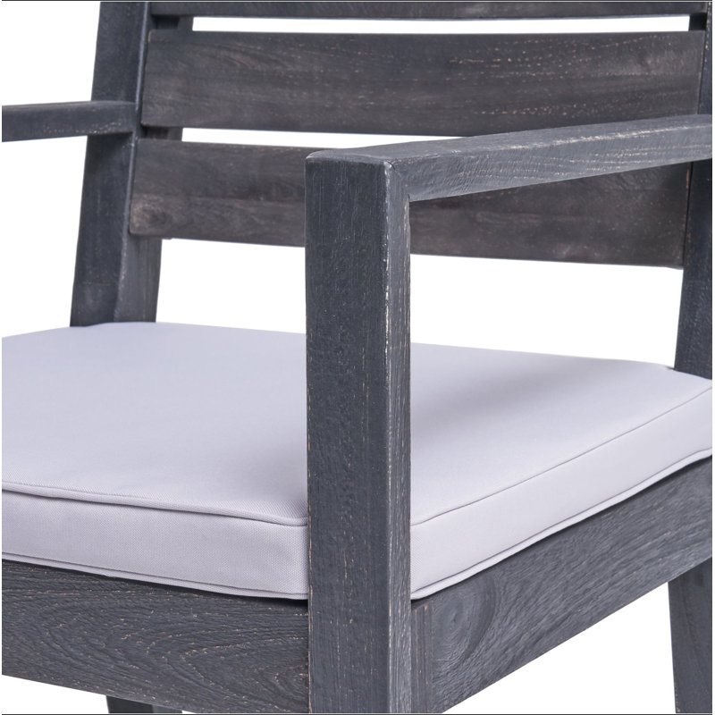 Ensemble de 2 chaises d'extérieur gris foncé avec coussin gris clair