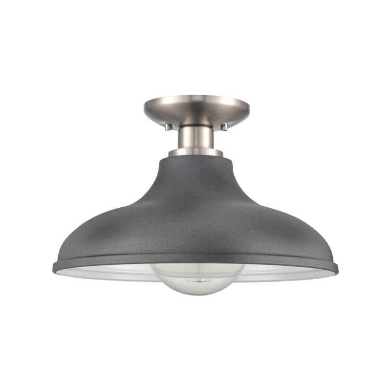 Plafonnier semi-encastré 1 lumière de 13 po de large Grenville - Nickel brossé